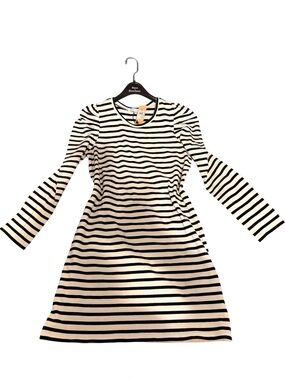 Rebecca Minkoff Black and White Striped Long-Sleeve Kids Dress